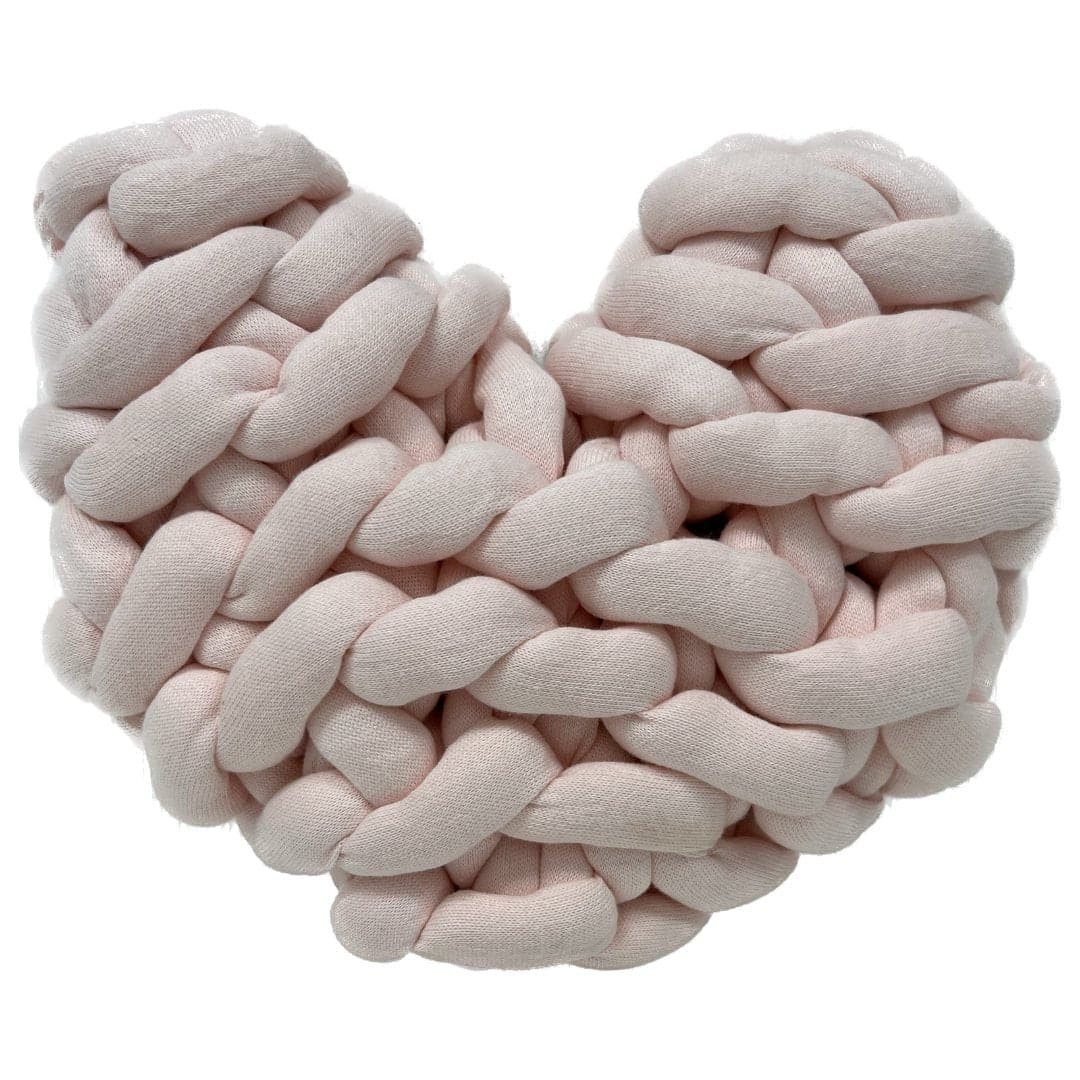 Knitted Heart Pillow in Pink - HER Home Design Boutique